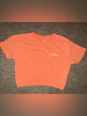 Hollister Coral Cotton Crop Top T-Shirt Small Short Sleeve